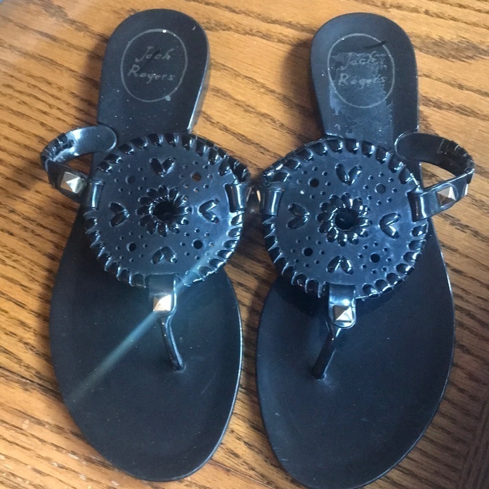 Jack Rogers Black Jelly Sandals 6